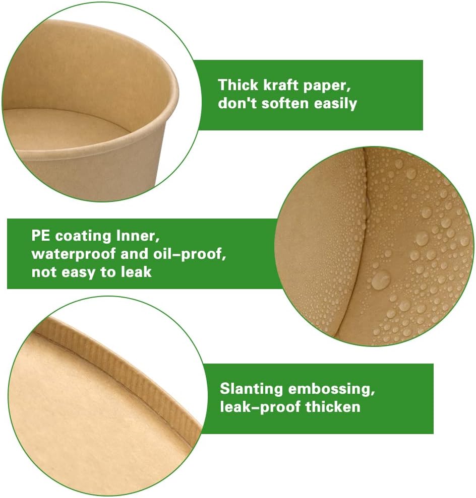 100% Premium White Pulp/kraft/bamboo Fiber Salad Bowls - FDA Approved &amp; Leakproof