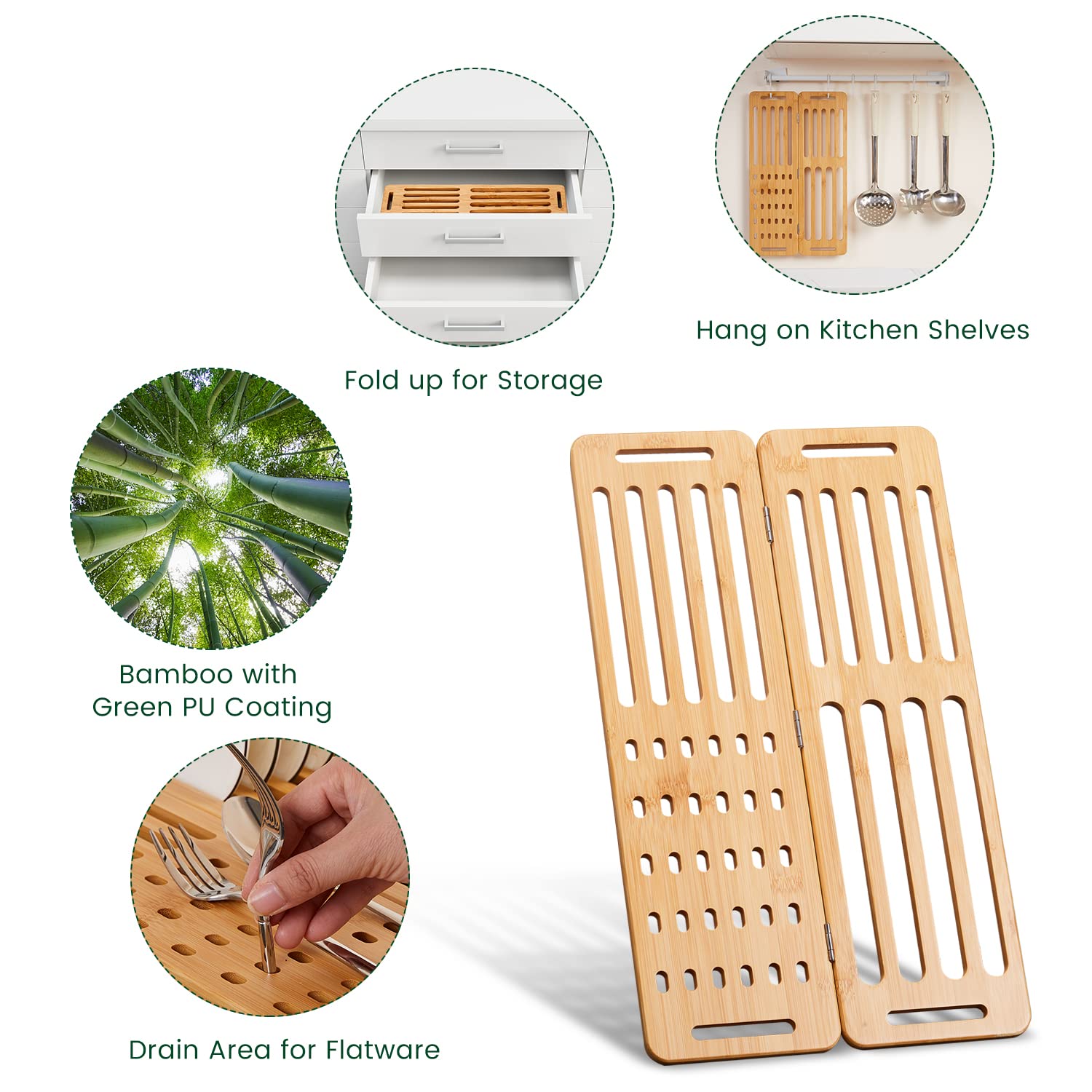 Custom Foldable Bamboo Dish Drying Rack Drainer Multipurpose Kitchen Accessories for Dish and Bowl