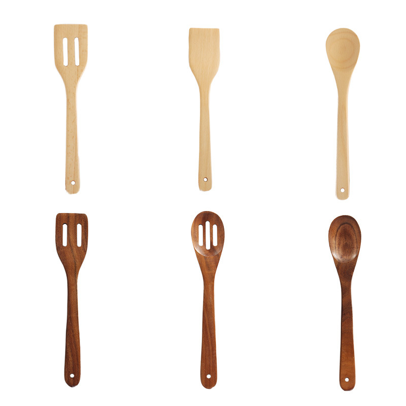 Wholesale Non Stick Cooking Tool Set Scraper Spatula Pot Spoon Bamboo Wooden Kitchen Utensils for Cookware