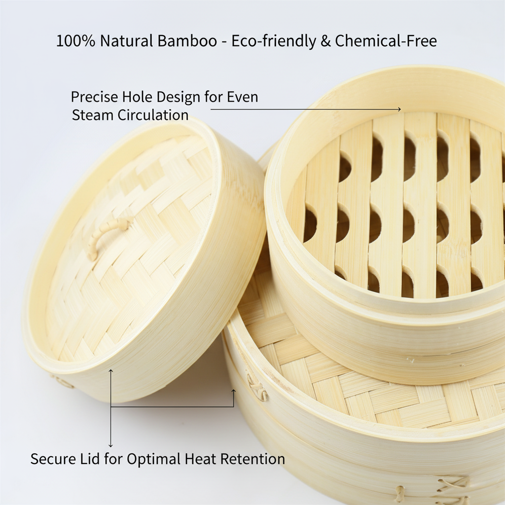 Custom Food Steamer Bamboo Kitchen Snack Steamer 100% Natural Bamboo Steamer