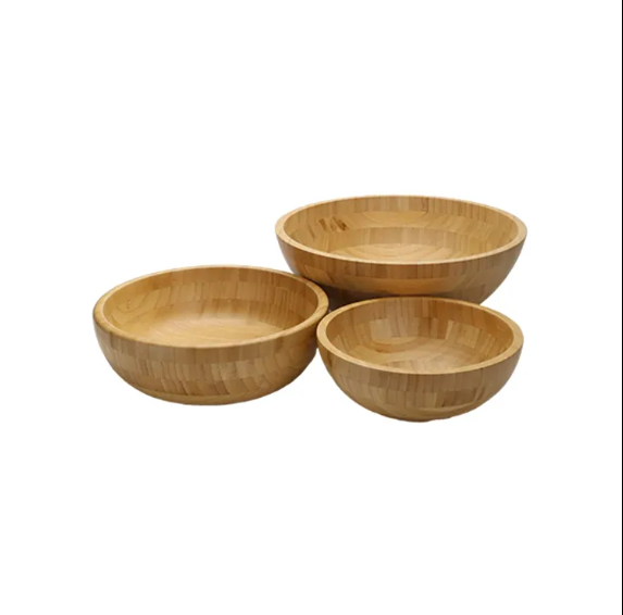 WOQI Custom Catering Equipment Health and Natural Customize Round Bamboo Furit and Salad Bowl