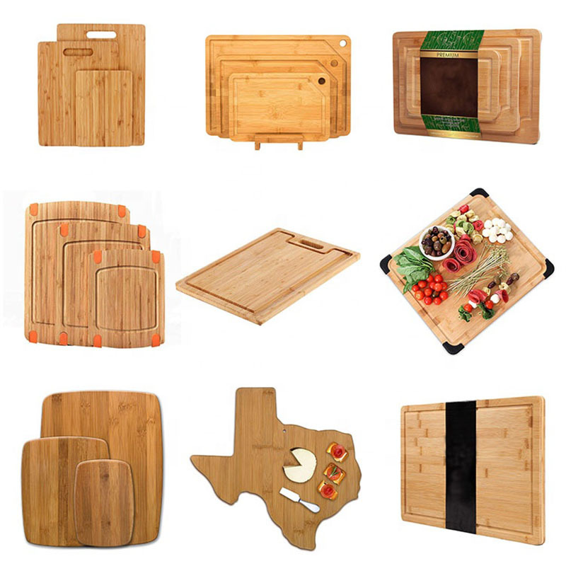WanuoCraft Custom Logo Cheese Board Charcuterie Board Bamboo Chopping Blocks Wooden Cutting Board Set with Handle for Kitchen