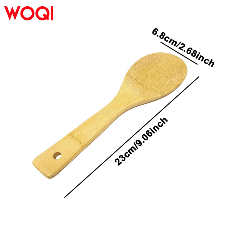 WOQI Natural Non-Stick Cookware Set Bamboo Rice Paddles &amp; Wooden Serving Spoon Utensils for Healthy Cooking &amp; Serving