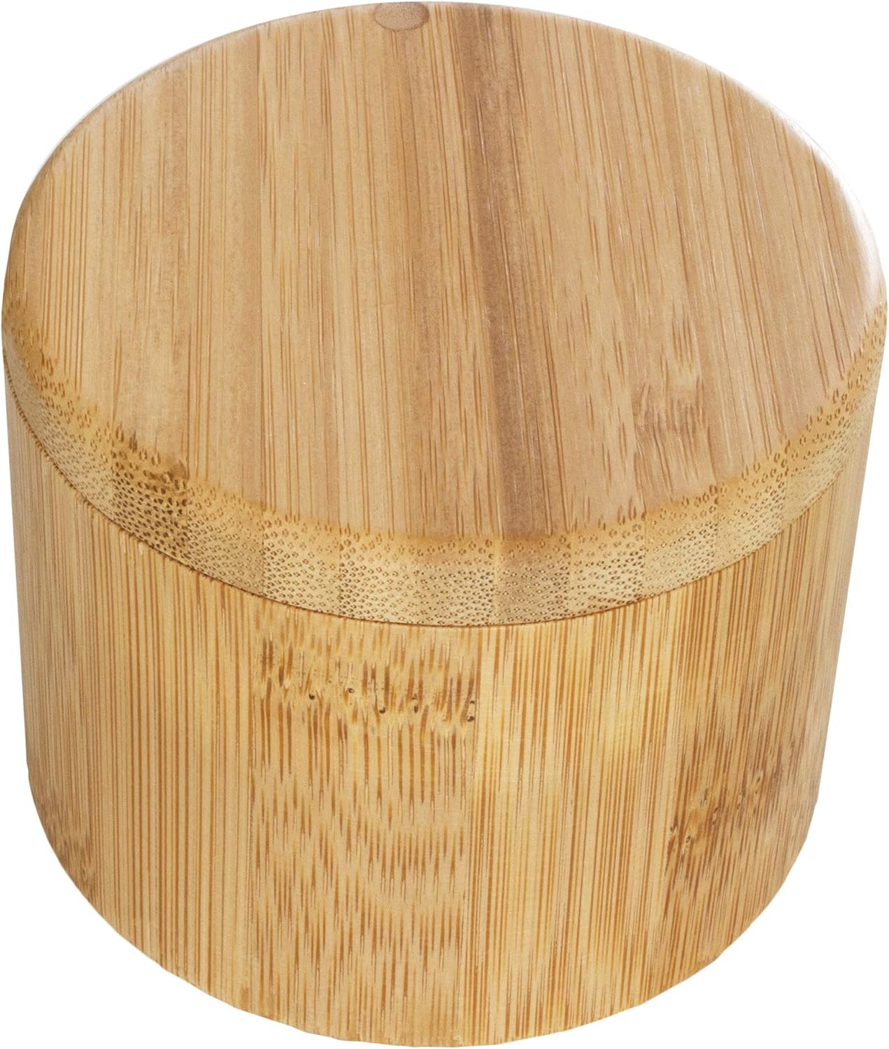 Convenient Home Storage Box Small Wood Bamboo Salt Cellar with Magnetic Swivel Lid Hand Painted Technique