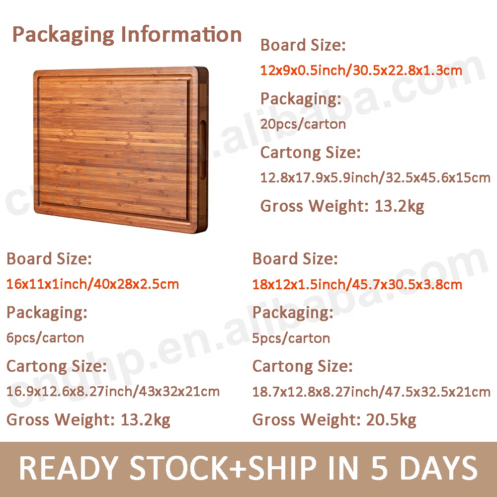 GHP Extra Large Bamboo Cutting Board Wooden Carving Board for Turkey, Meat, BBQ LARGEST Wood Butcher Block Chopping Board