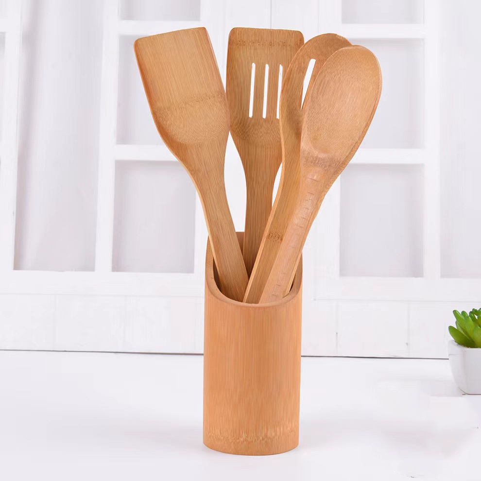Factory Wholesale Five-Piece Kitchen Utensil Set Non-Stick Bamboo Shovel Rice Spoon Special Long Shovel Bamboo Utensils