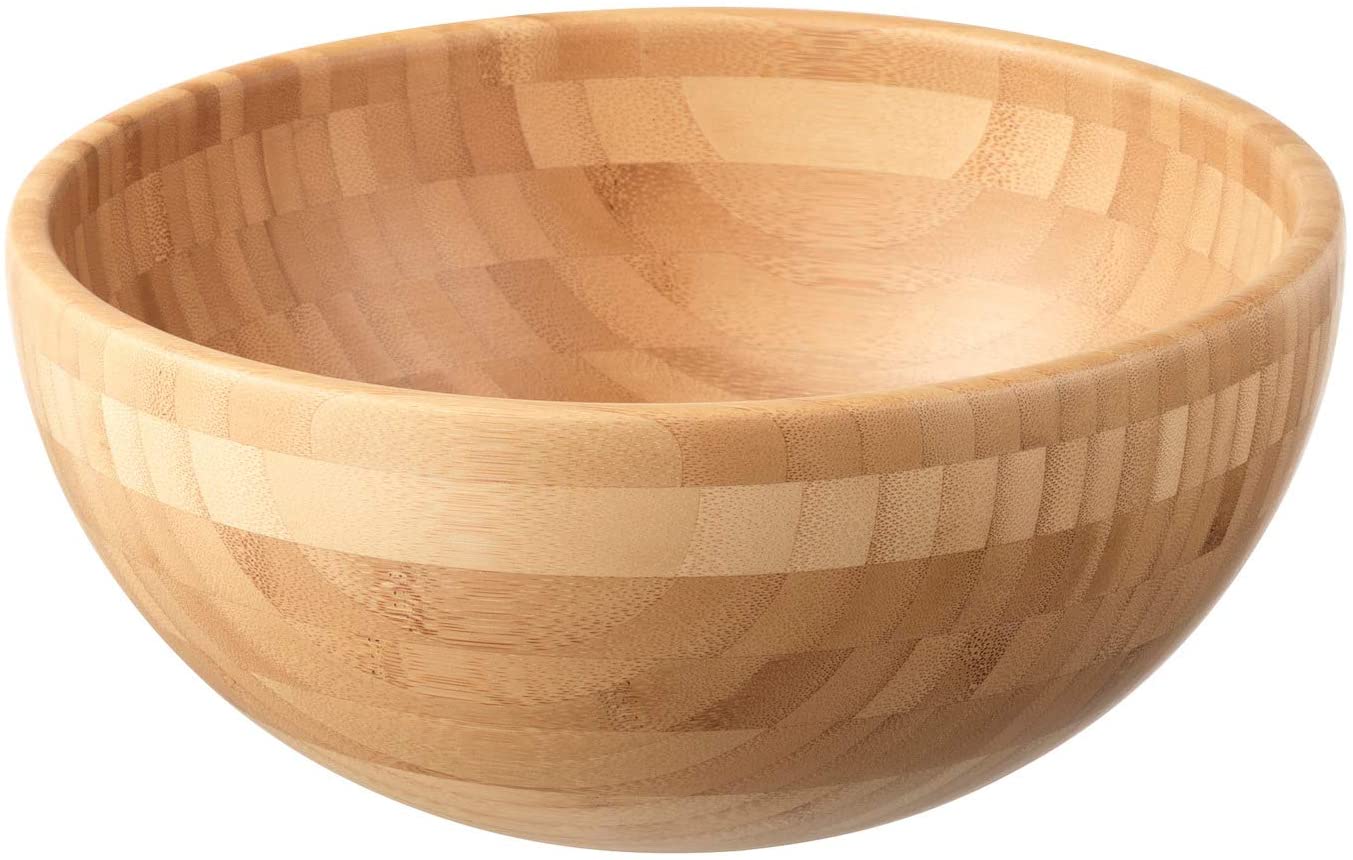 Large Handmade 100% Natural Round Salad Bamboo Wooden Bowl