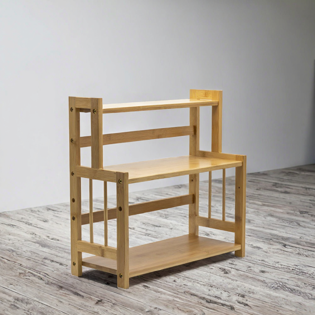 Custom 3-Tier Bamboo Folding Multifunction Spice Rack Standing Pantry Shelf Kitchen Countertop Storage Holder Organizer