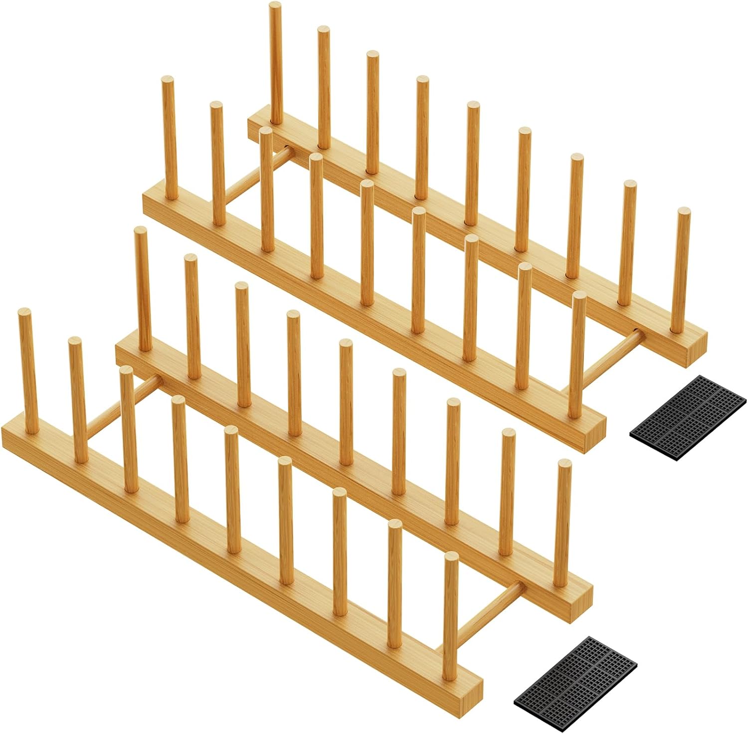 Bamboo Rack Organizer Bamboo Storage Rack Pull Out Dish for Cabinets Dish Rack for Kitchen Cabinets