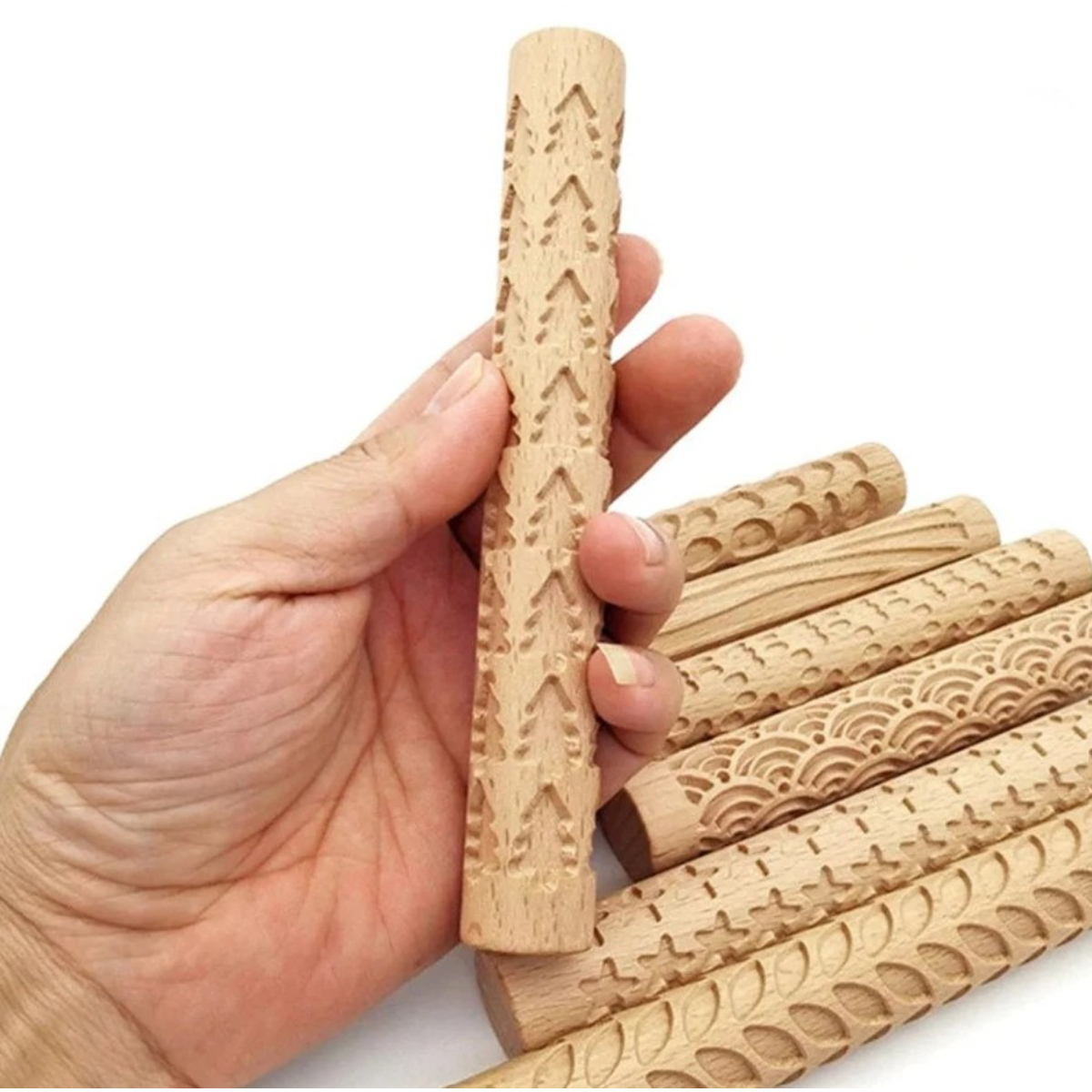 Wood Rolling Pin with Handles in Bamboo with Smooth Finished Perfect for Easy Roti and Dough Rolling at Wholesale Prices