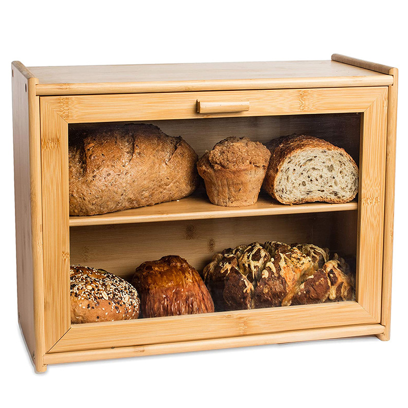 Large Bread Box Bamboo Bread Box Double-layer Bread Storage Box