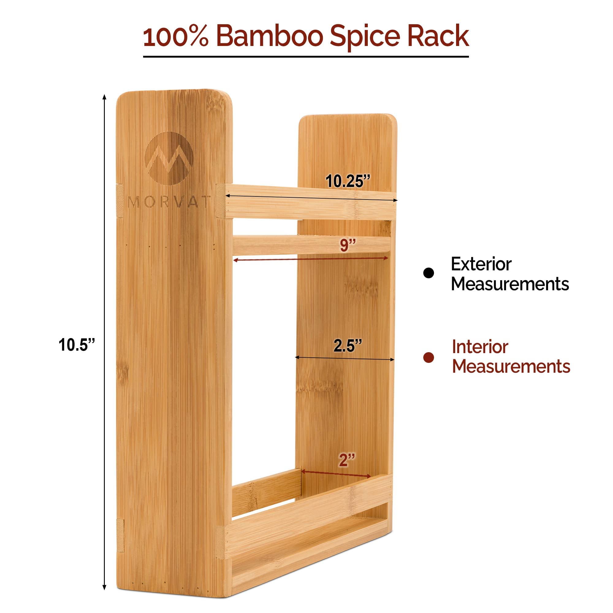 Bamboo Wood Three-Layer Foldable Standing Type Spice Rack for Kitchen