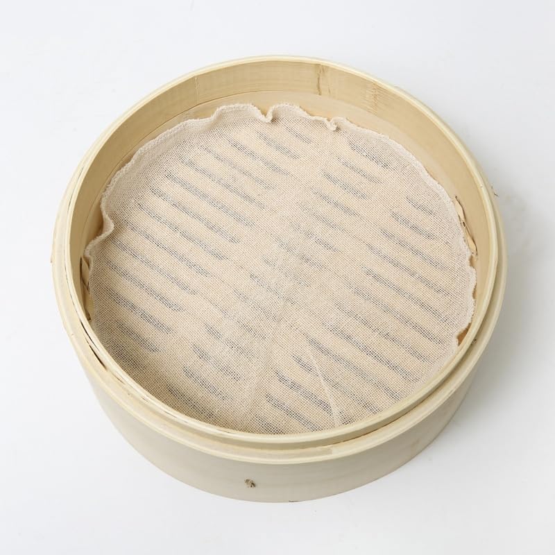 10-Inch Handmade Bamboo Steamer Basket 2-Tier Traditional Design for Induction Gas Wood Stainless Steel Glass Pot for Dumplings