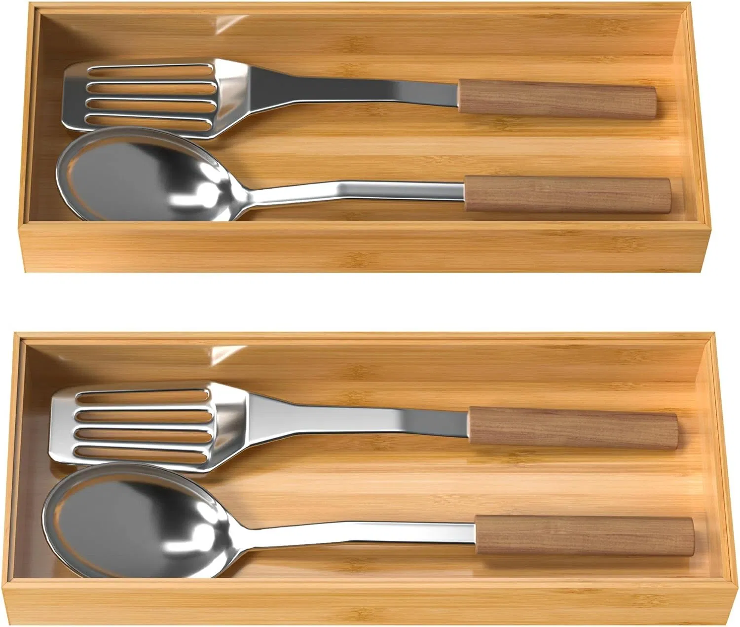 Bamboo Kitchen Stackable Cutlery Storage Tray