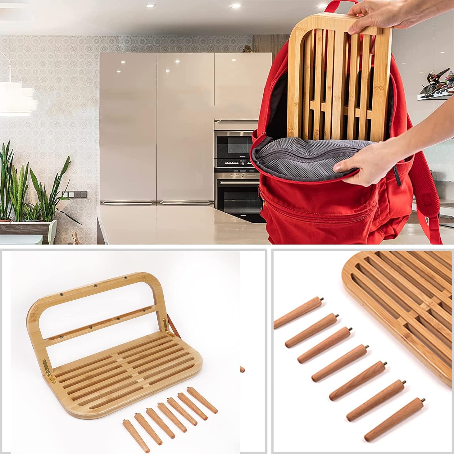 Modern Bamboo Dish Cup Drying Rack Storage Holder Home Kitchen Bowl Drain Rack Cup Plate Organizer