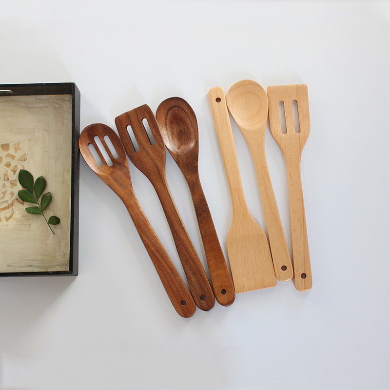 Wholesale Non Stick Cooking Tool Set Scraper Spatula Pot Spoon Bamboo Wooden Kitchen Utensils for Cookware