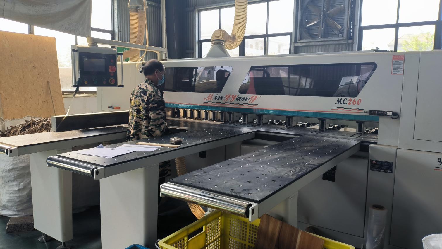 Bamboo cutting process at Ghella Kitchen factory
