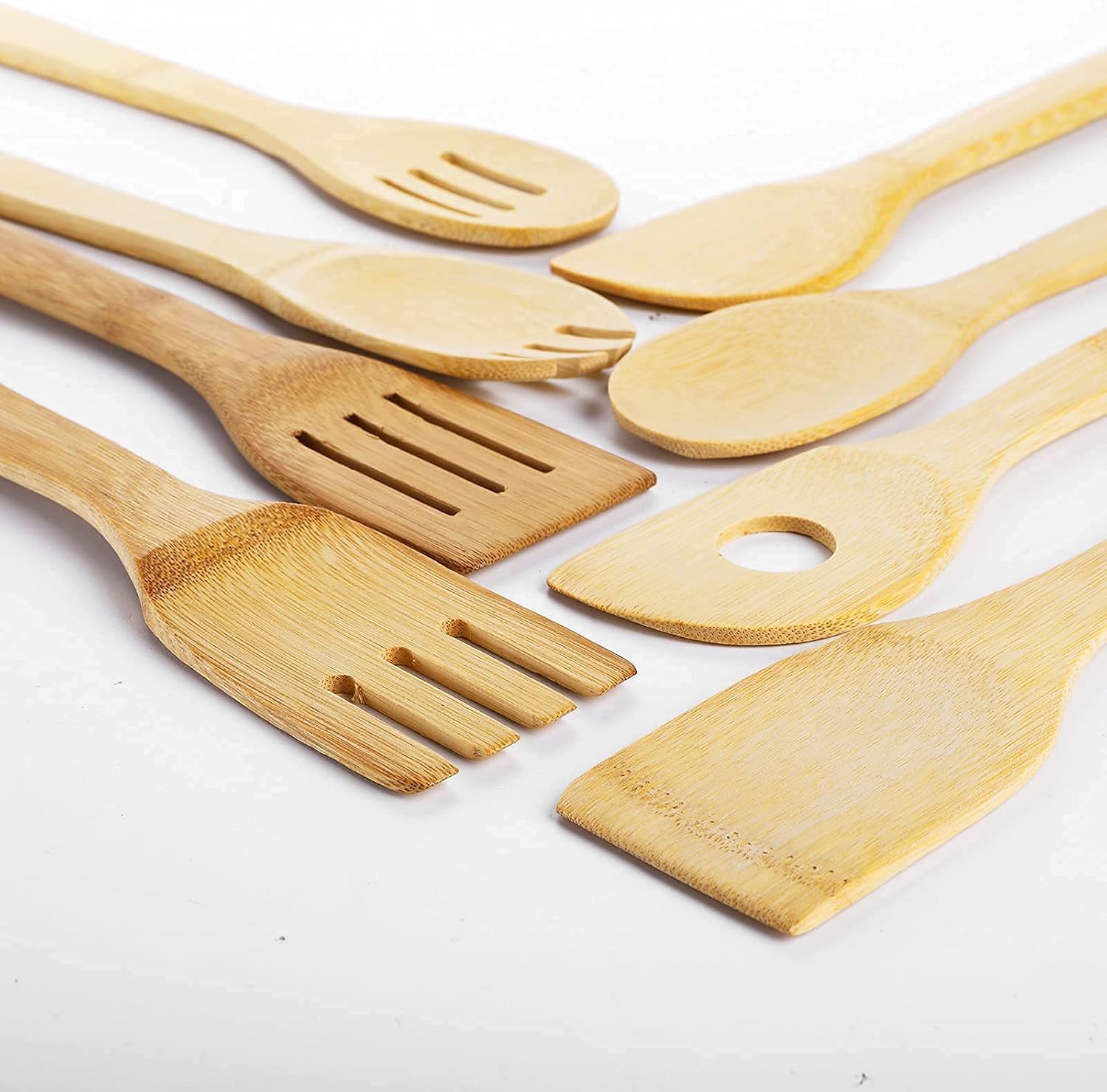Natural Healthy Organic Bamboo Cooking Sets Bamboo Utensils No Plastic No Petrochemicals No Varnishes