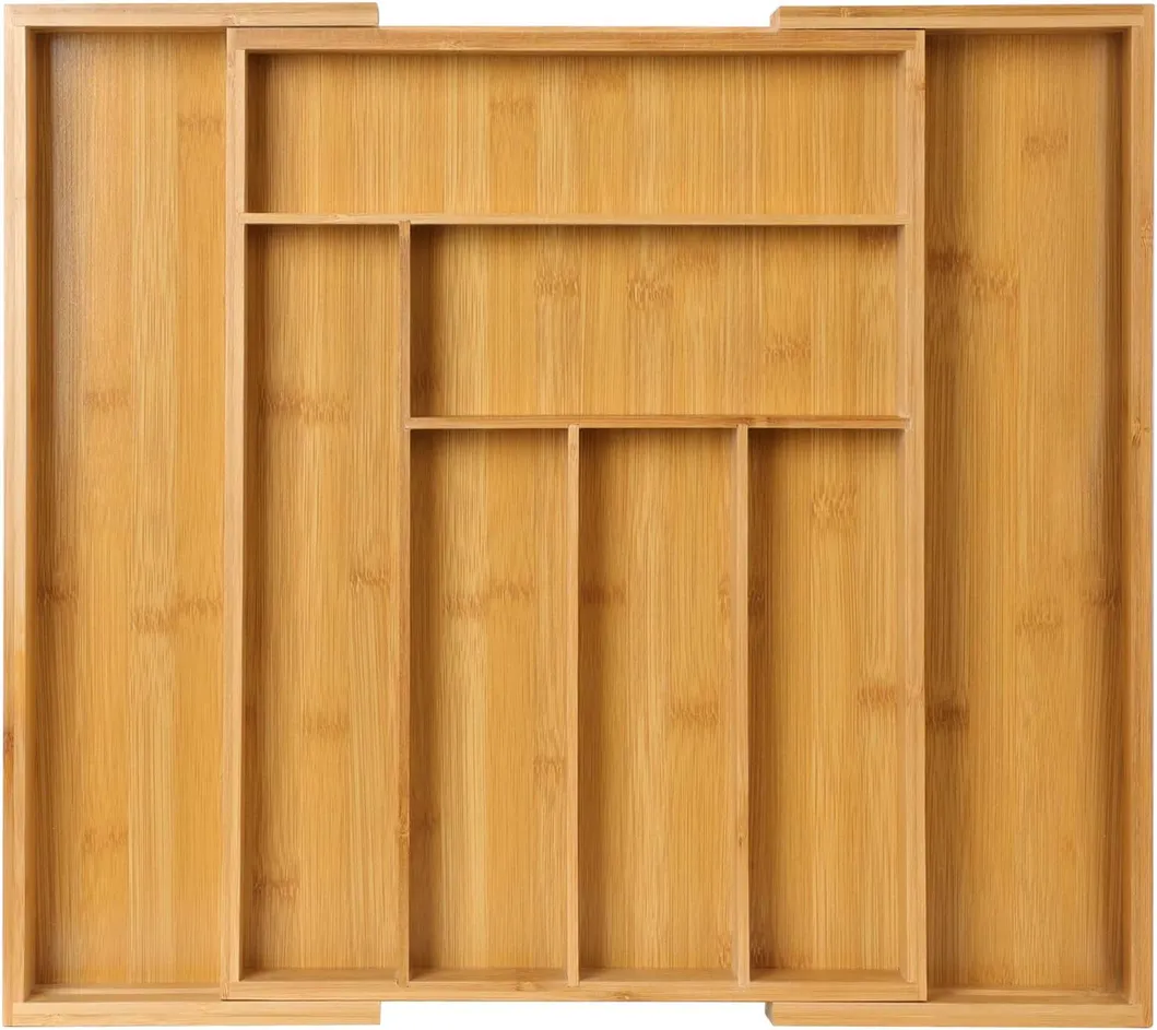 Bamboo Expandable Drawer Organizer for Utensils Holder, Adjustable Cutlery Tray