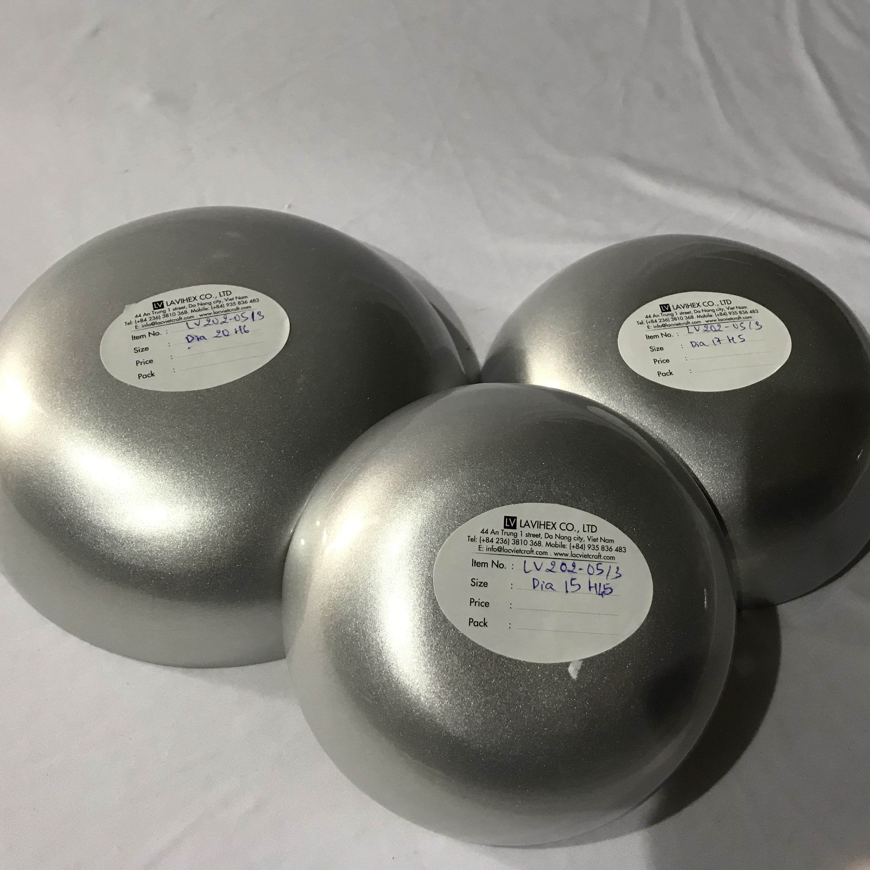 Wholesale Set 3 Spun Bamboo Salad Bowls Handmade 100% Eco-Friendly Silver Classic Polished Design Custom Logo Size Made Vietnam