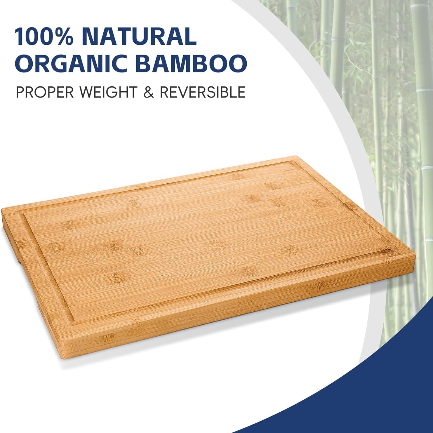 Premium 3-Piece Commercial Bamboo Cutting Board Set for Restaurant and Kitchen Use with Juice Grooves and Custom Logo Option
