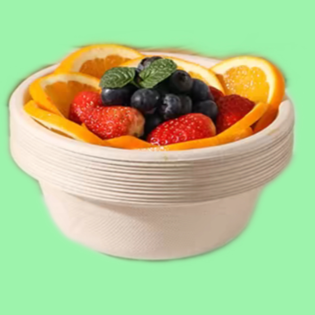Eco Friendly Disposable Bagasse Bamboo Bowl Food Grade Microwaveable Waterproof for Takeaway Salad Camping