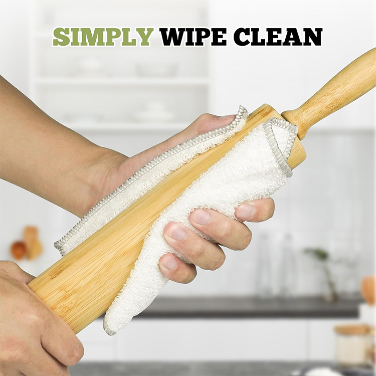 WDF Natural Bamboo Eco-friendly Dough Roller 360&deg; Rotation Cookie Dumpling Skin DIY Tool Non-stick Rolling Pin for Baking