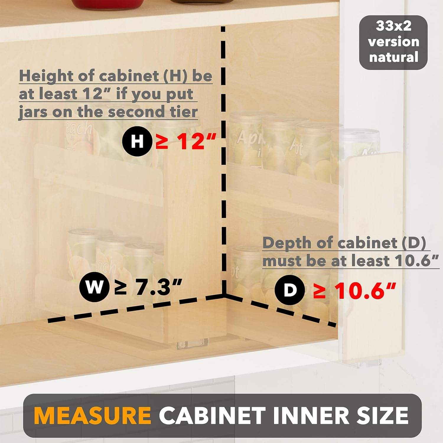 Vertical Organization Sliding Bamboo Seasoning Holder Pull Spice Rack Organizer Portable 2 Drawers Shelves for Cabinet Kitchen