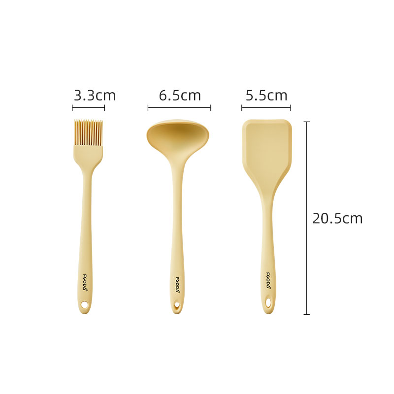 Eco-Friendly Kitchen Utensils Set Heat Resistant Bamboo Spatula Ladle Spoon Turner Non-Stick Cooking Tools Food Grade Silicone