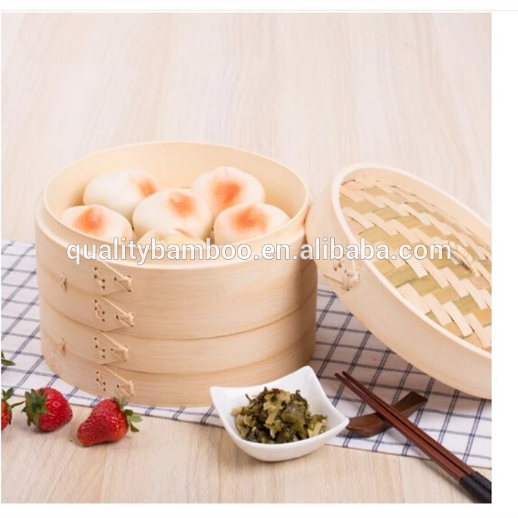 Hot Sale Chinese Eco-friendly 8 Inch Food Grade Dim Sum Bamboo Steamer Sets