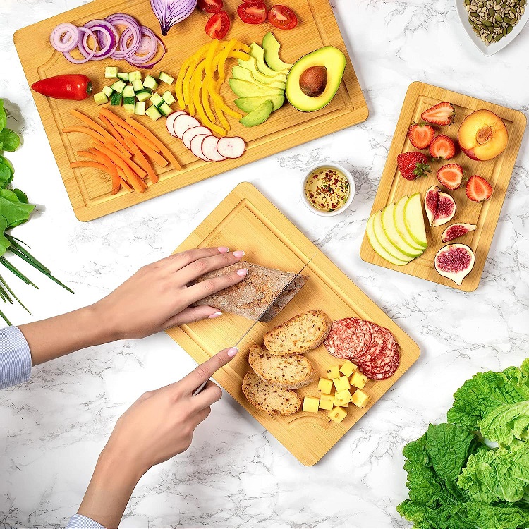 Bamboo Boards for Kitchen Wood Cutting Board for Chopping Board Serving Tray With Handle