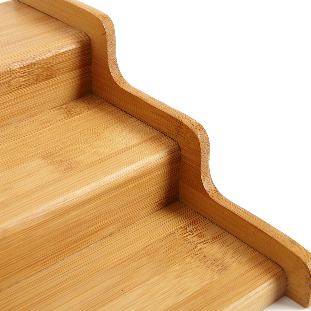 Natural House Kitchen Cabinet Organizer Expandable 3 Tier Step Bamboo Spice Rack Display Shelf