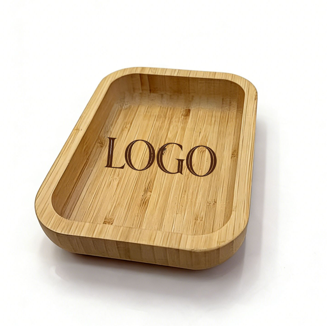 Natural Polished Bamboo Rectangular Salad Bowl Deep Rim Eco-Friendly Non-Toxic Durable Minimalist Multi-Use Serving Dish for