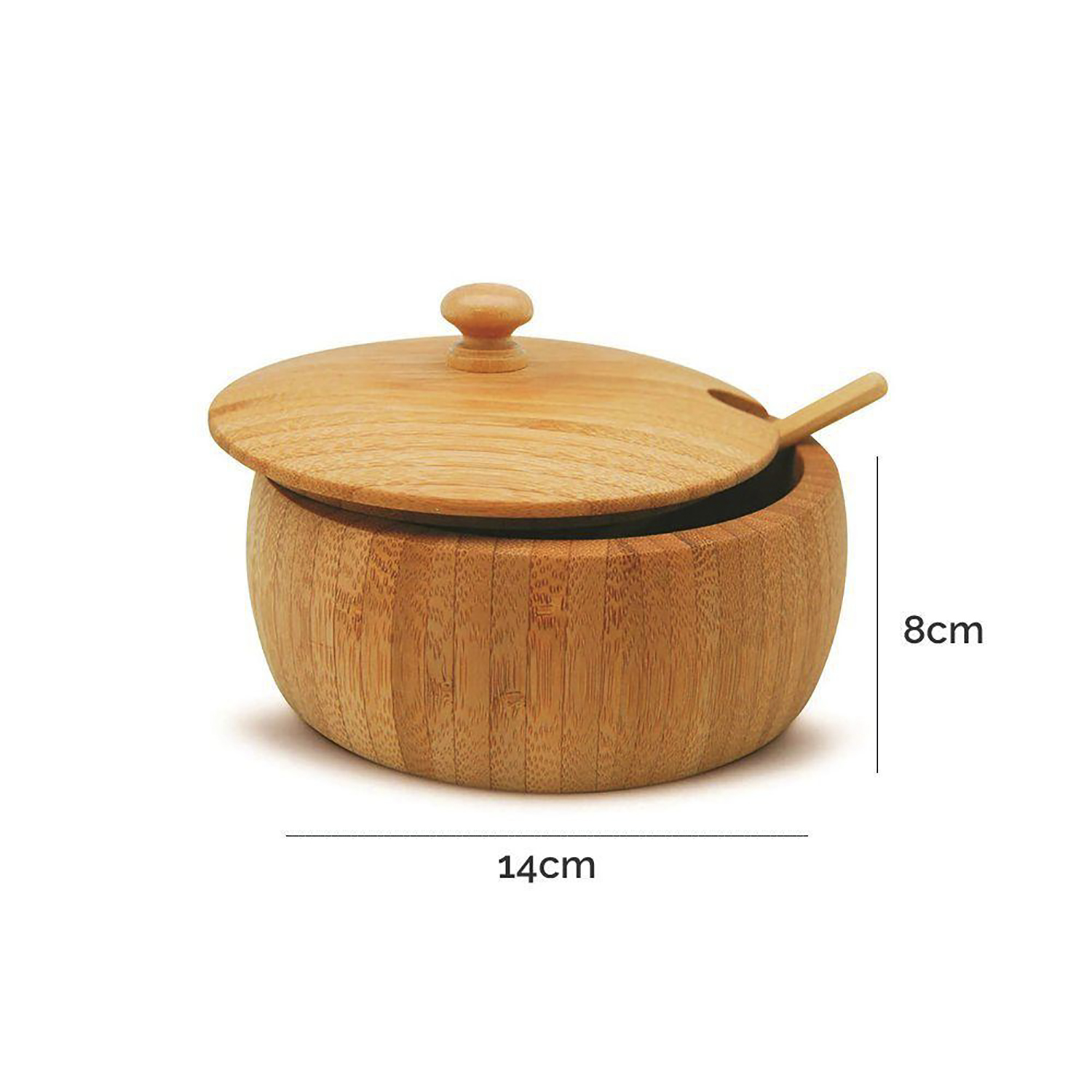 Natural Bamboo Eco-Friendly Durable Salt Jars with Bamboo Lid &amp; Spoon Seasoning Container Salt Cellar Pepper Shakers Pepper Box