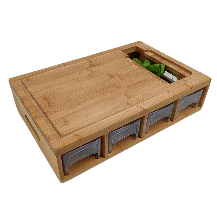 High Quality Cutting Board with Containers Cutting Boards Bulk Wooden Bamboo Cutting Board With Four Drawers and Graters