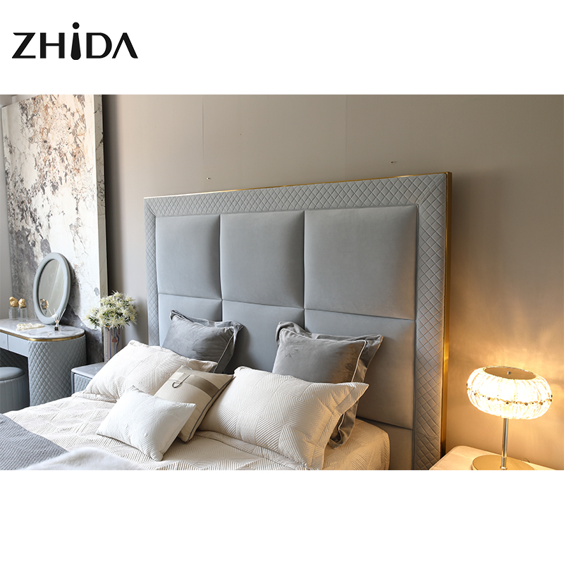 Luxury Design Bedroom Furniture Velvet King Size Bed Set