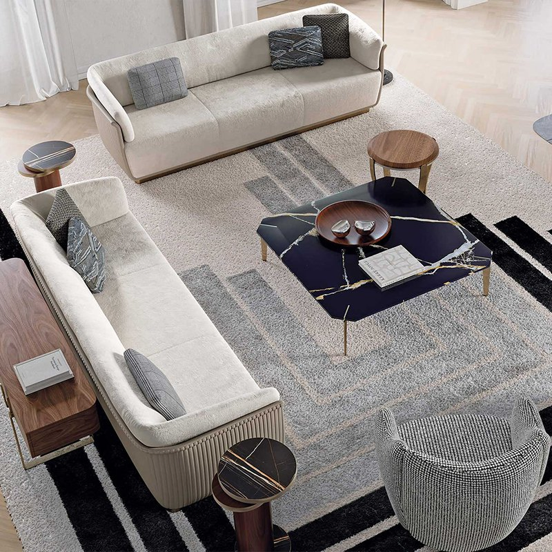 Wholesale Premium Minimalist Sofa Light Beige Fabric Modern Living Room Furniture