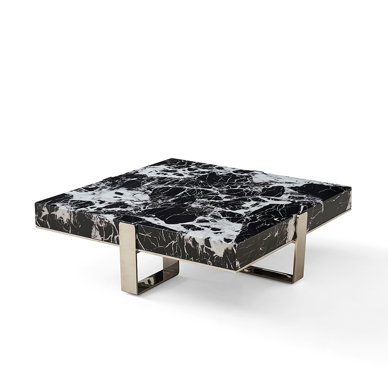 Golden Stainless Steel Natual Black Marble Coffee Table Black Glass Side Table Laminate or MDF Wooden Slate Top TV Stand Living Room Furniture