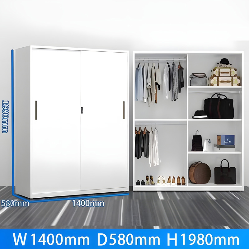 Modern Space-Optimized Wardrobe Metal Cabinet Wardrobe Bedroom Storage Furniture
