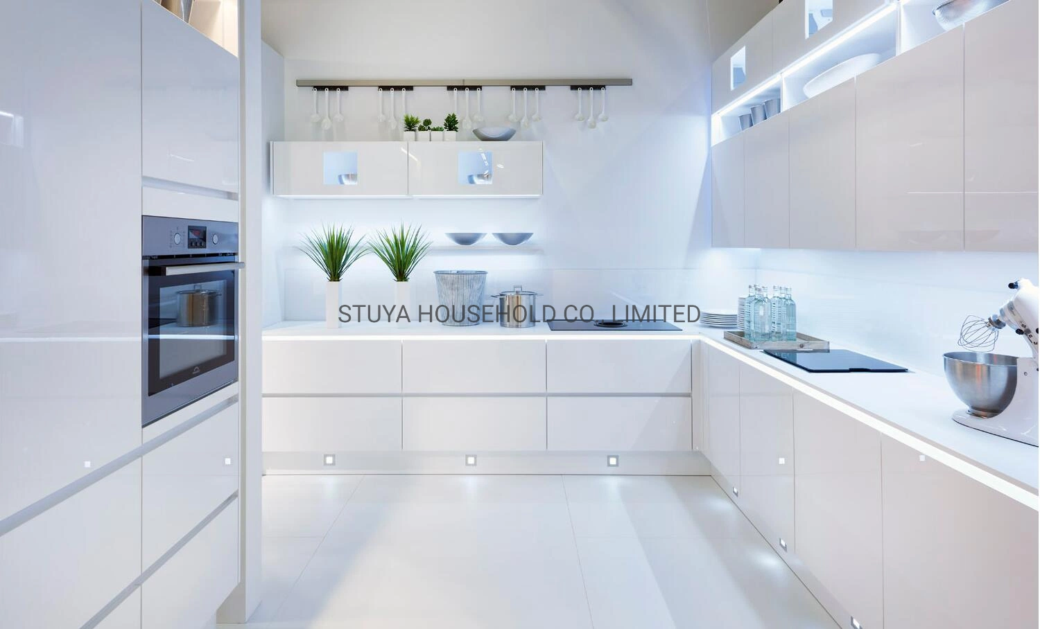 Home Furniture Modern Minimalist Design White Lacquering Kitchen Cabinet