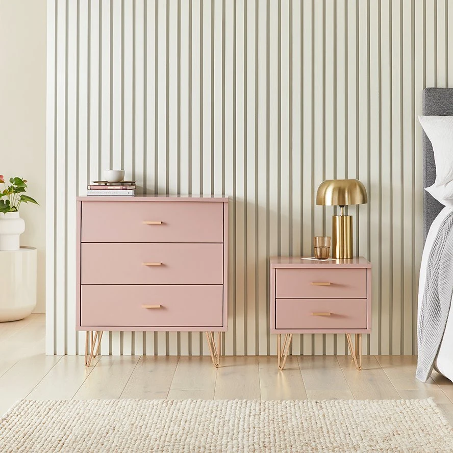 Industrial Modern 3 Storage Drawer Chest, Painting Solid Wood Tall Dresser, Contemporary Cabinet Organizer Unit for Bedroom, Living Room, Hotel Furniture