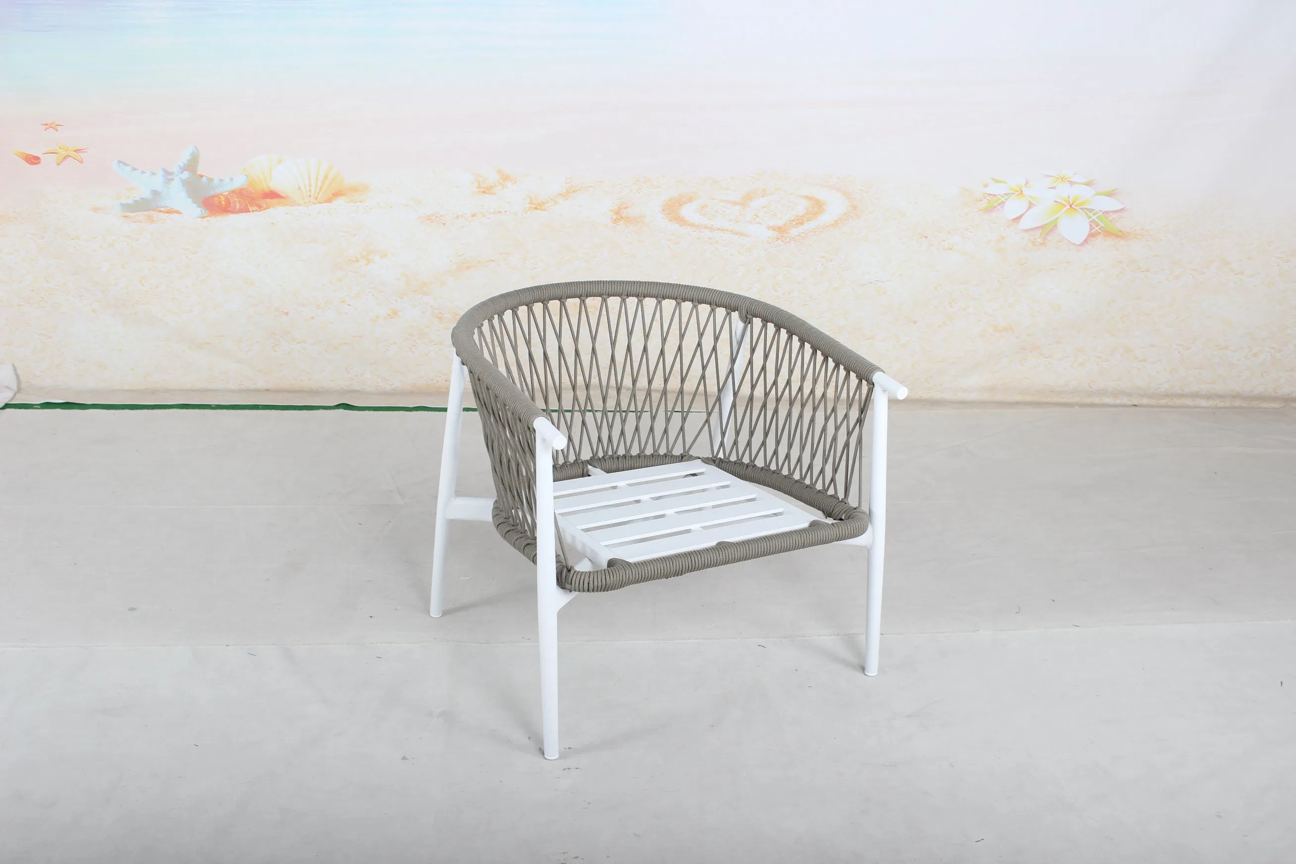 Factory Hot Sale Minimalist Outdoor Garden Furniture Durable Aluminum Frame Woven Rope Sofa Set with Rectangle Coffee Table for Hotel Patio