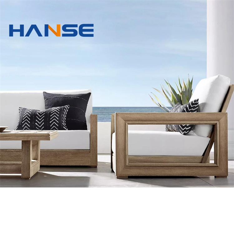 New Design Patio Modern Wooden Outdoor Furniture Sofa Set Furniture Outdoor Teak Wood Outdoor Sofas 3 Seater