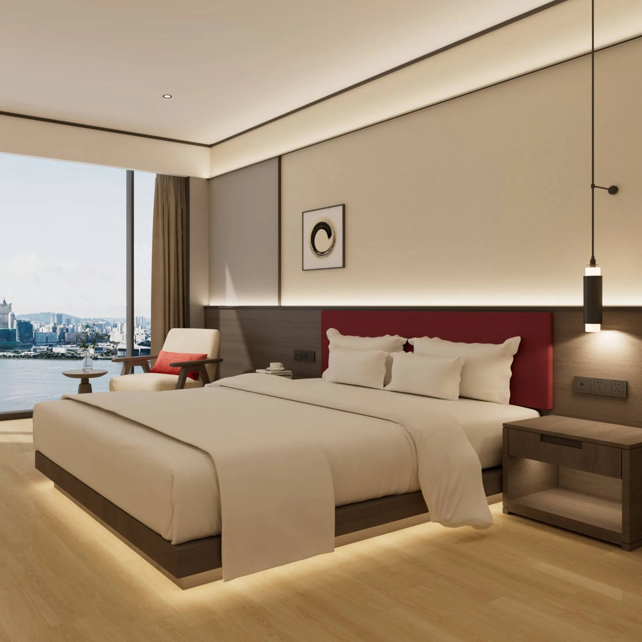 High Quality Modern Bedroom Furniture Sets 4 Star Durable MDF Hotels Apartments Furntiure