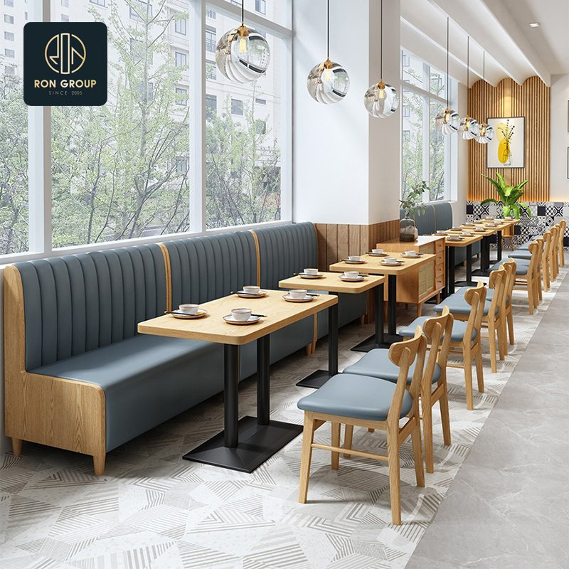 Hot Sales Modern Australian Fast Food Leather Bench Booth Seating Coffee Shop Wood Table and Chair Commercial Restaurant Furniture for Restaurant