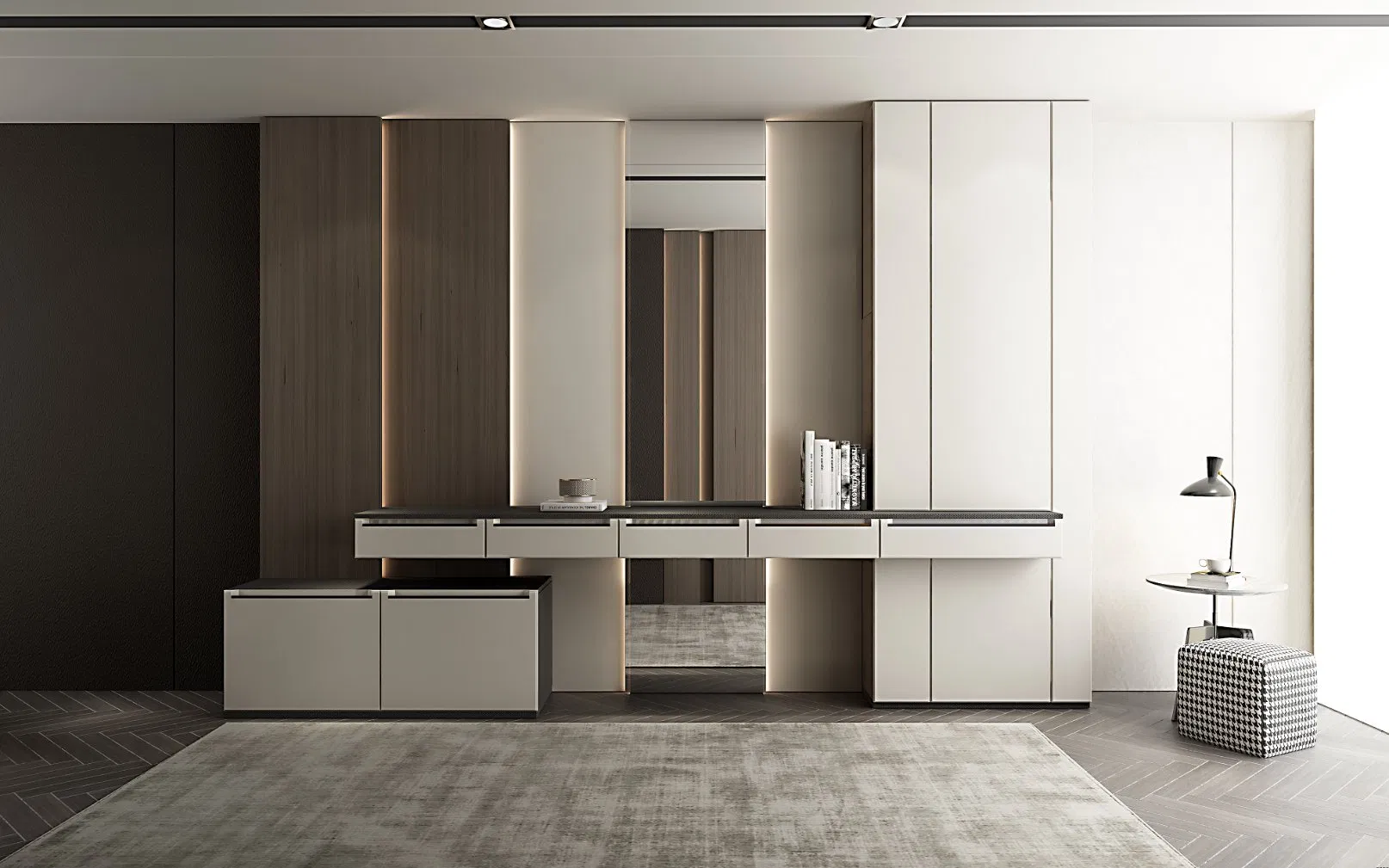 Melamine Wood Storage Sliding Cloest Custom Wardrobe with Drawers Solid Wood Modern Bedside Table Bedroom Home Furniture Sets