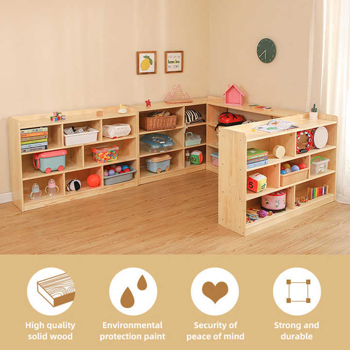Wooden Montessori Storage Cabinet Daycare Childcare Nursery Kid Furniture Set