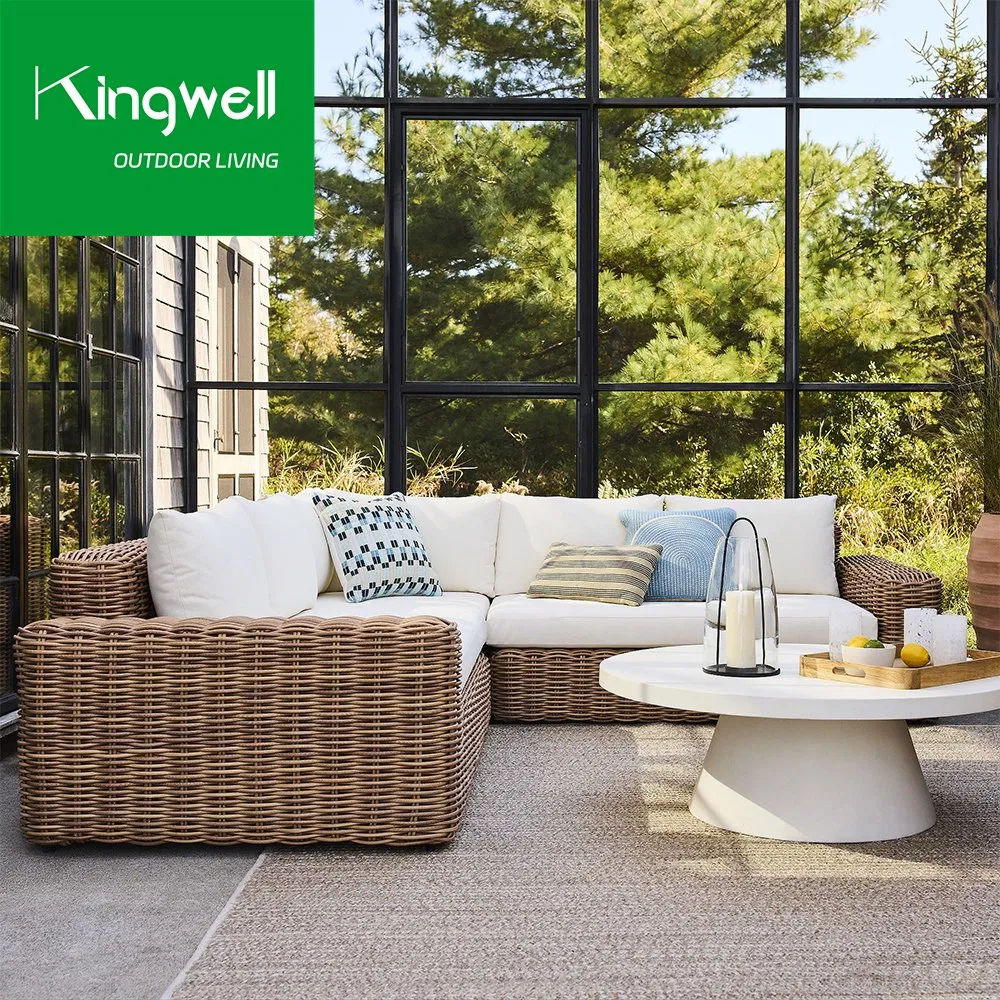 Foshan Custom Patio Outdoor Furniture PE Rattan Garden Sofa Set