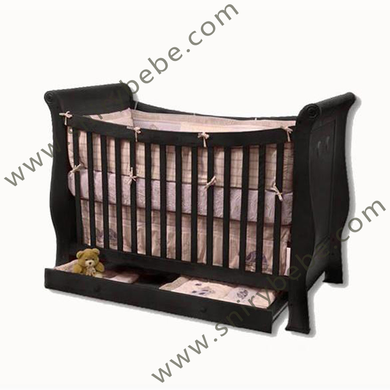 Solid Wooden Comfort Wholesale Factory Supplier Nursery Modern Home Kindergarten Bedroom Baby Kids Children Infant Baby Furniture with Rails and Bassinet