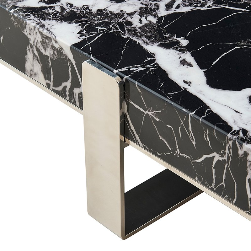 Golden Stainless Steel Natual Black Marble Coffee Table Black Glass Side Table Laminate or MDF Wooden Slate Top TV Stand Living Room Furniture